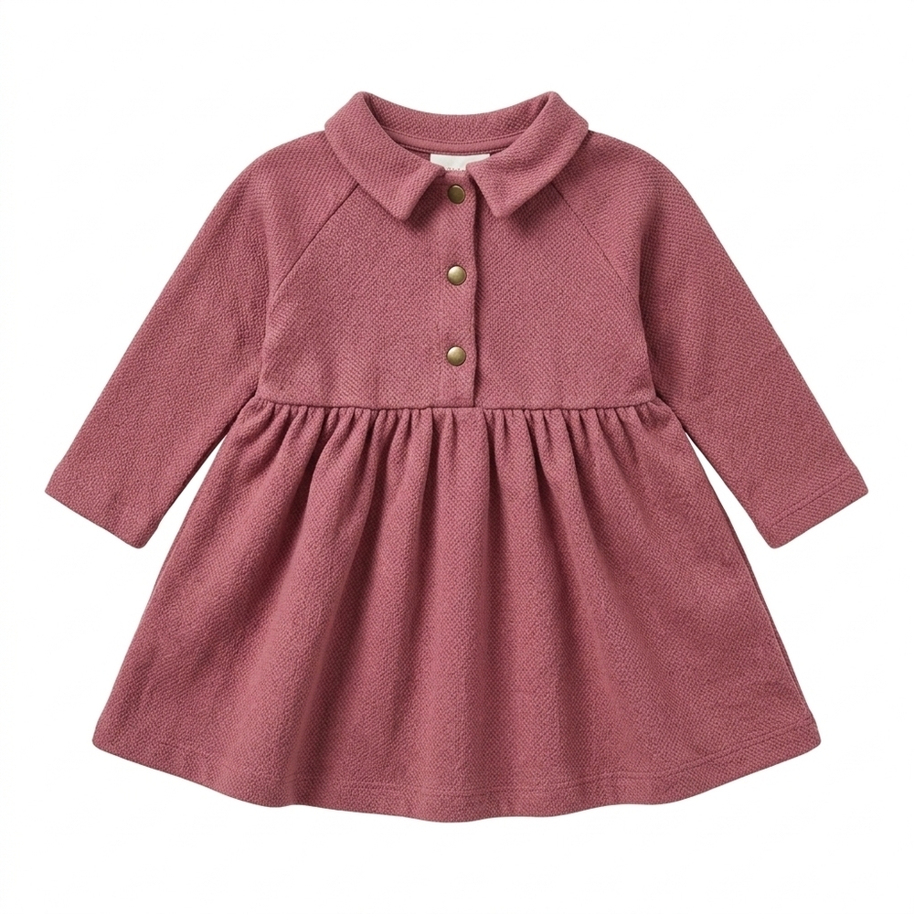 Zara Baby Textured Knit Dress 2-3Y Dusty Rose Mauve Honeycomb Long Sleeve